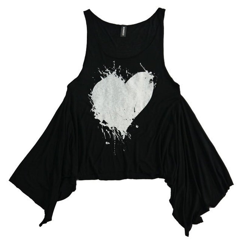 女装款-泼溅爱心剪接ＴＥＥ- 黑色-单一尺寸 - 女装 T 恤 - 其他材质 黑色