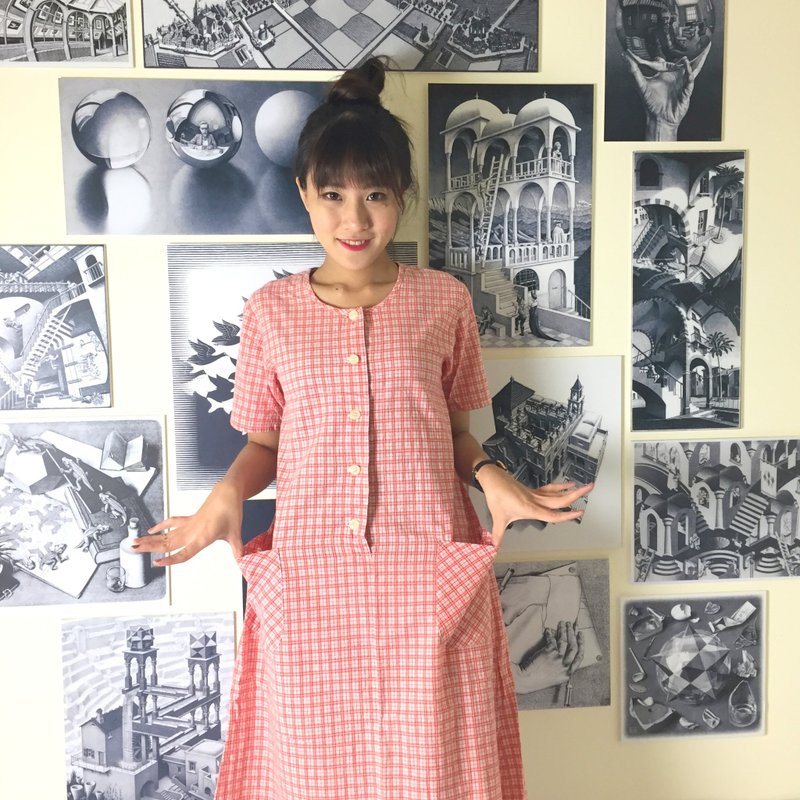 古着洋装 | BD801 | 红色娃娃 | 纯色 | 棉料 - 洋装/连衣裙 - 其他材质 红色