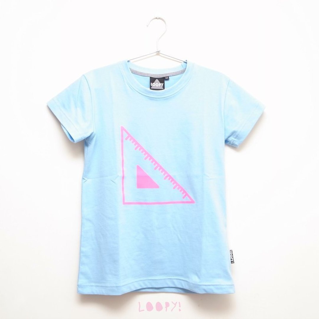 三角板 / 正常T-shirt（下单当日付款，送鹿皮贴纸一包噎！！） - 女装 T 恤 - 棉 蓝色