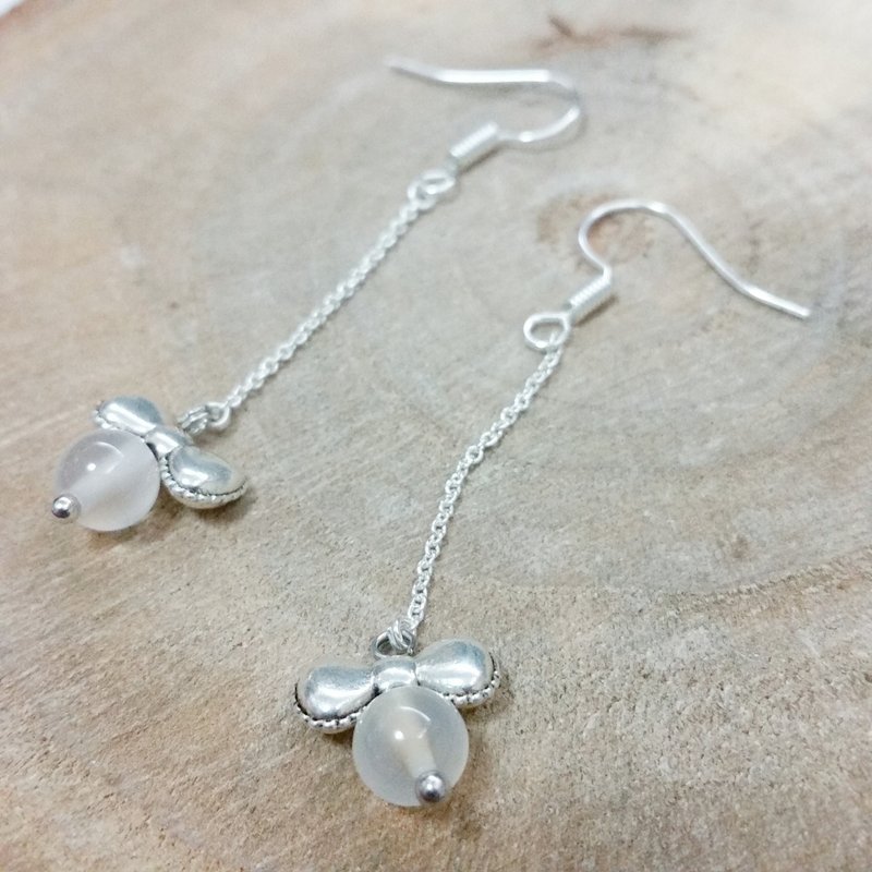 白玛瑙长耳环 - 耳环/耳夹 - 宝石 白色