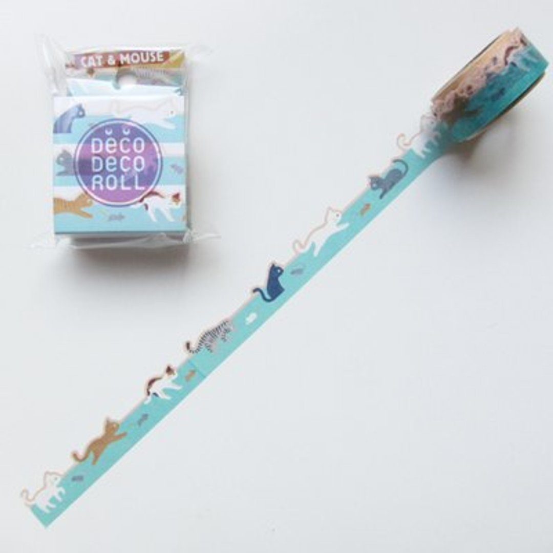 Asamidori Deco Deco Roll 去边纸胶带(AM-MK-006猫与老鼠) - 纸胶带 - 纸 多色