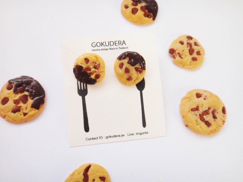 曲奇可爱小耳环 - 耳环/耳夹 - 纸 橘色