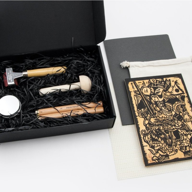 【刻木通神】油印木刻版画DIY手作体验套装材料包礼盒 - 木工/竹艺/纸艺 - 木头 