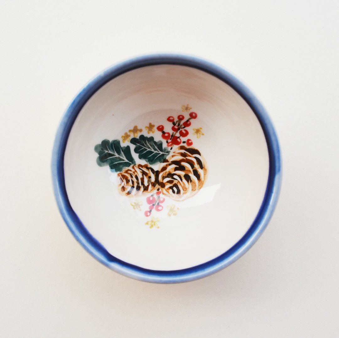 手绘小茶杯-圣诞松果 - 茶具/茶杯 - 瓷 咖啡色