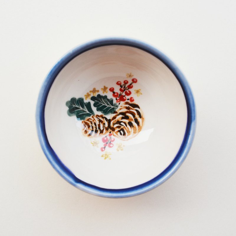 手绘小茶杯-圣诞松果 - 茶具/茶杯 - 瓷 咖啡色
