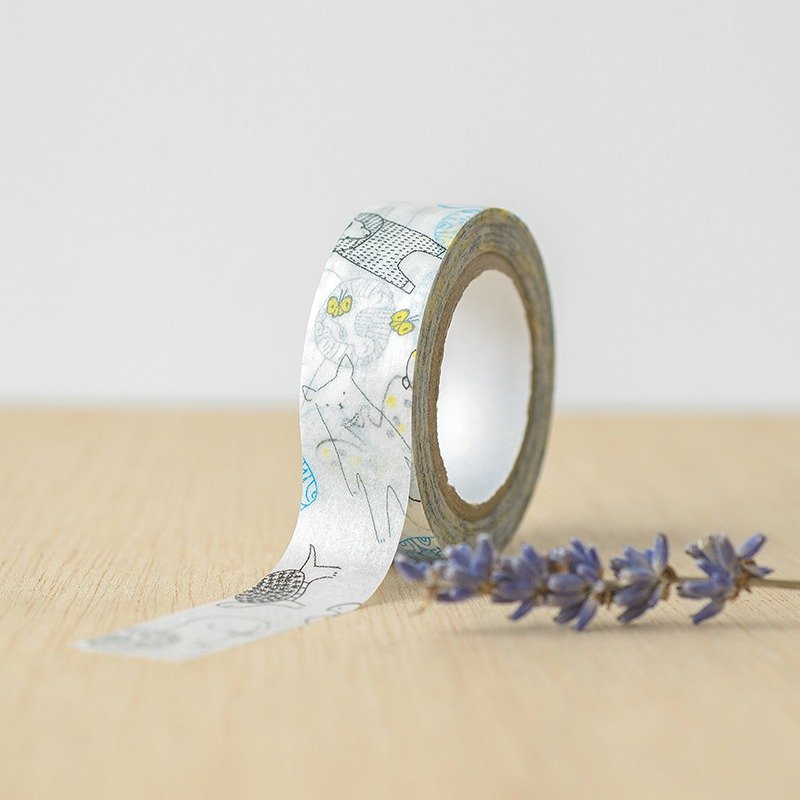 ● 动物们纸胶带 蓝 ● 仓敷意匠纸胶带-29926-01 - 纸胶带 - 纸 白色