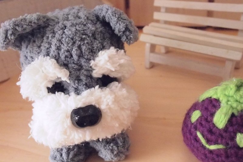 手工宠物-雪纳瑞狗狗卡套+狗狗骨 - 零钱包 - 其他材质 灰色