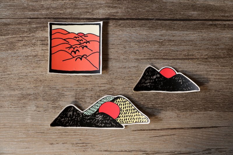 #006日出日落（3入）＿创意防水贴纸 - 贴纸 - 塑料 多色