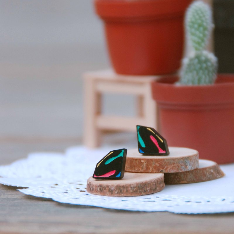 彩色版超人S/抗过敏钢针/可改夹式 - 耳环/耳夹 - 压克力 多色