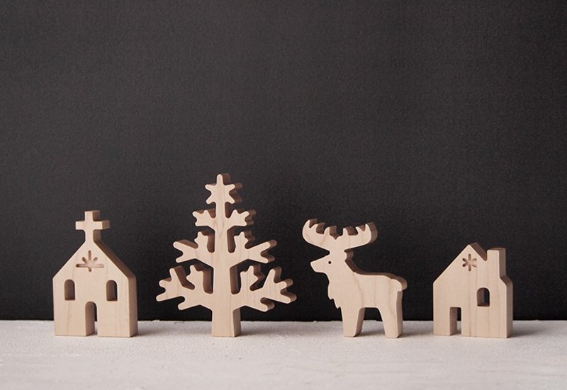 FIKA -WindVillage - 雪国村庄 木头摆饰 - 摆饰 - 木头 咖啡色