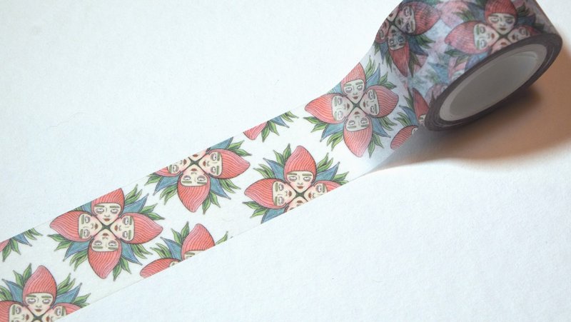 Tmy 原创纸胶带_4个女仔1朵花系列 - 纸胶带 - 纸 粉红色