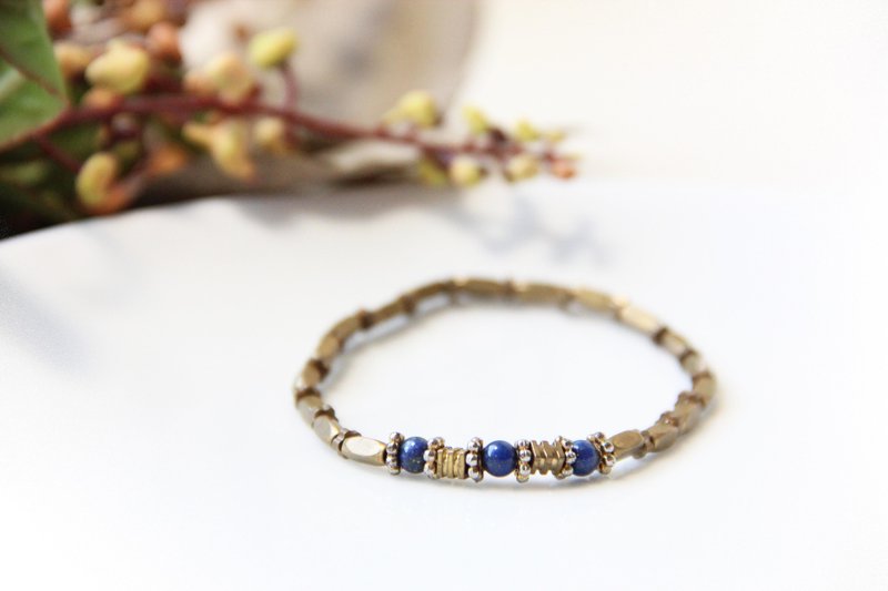 复古怀旧 / 微型行星 - 黄铜 天然石 手环 - 手链/手环 - 其他材质 蓝色