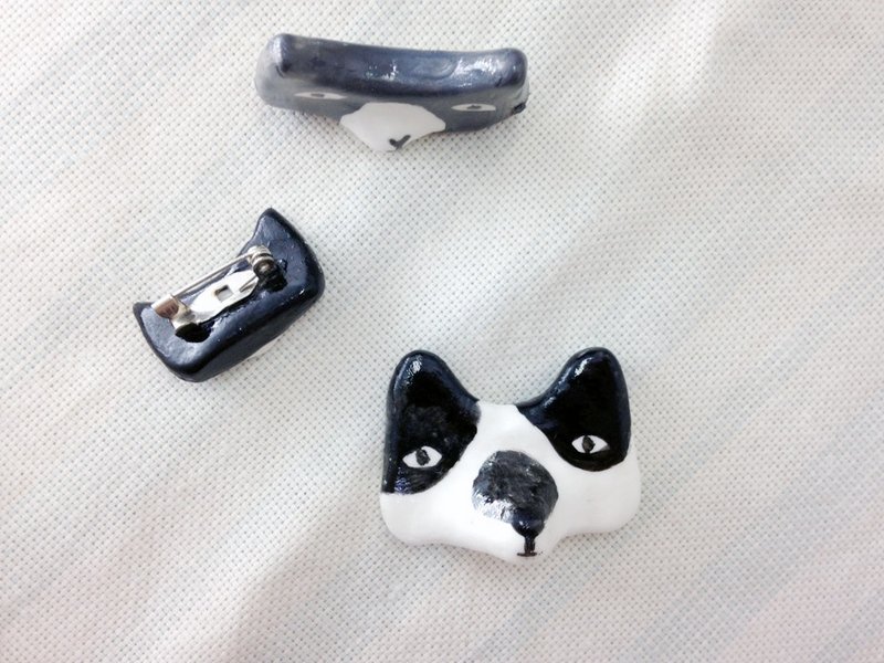 Stray love有爱浪浪: 小将军, 别针; 磁铁; 筷(笔)架 - 胸针 - 粘土 黑色