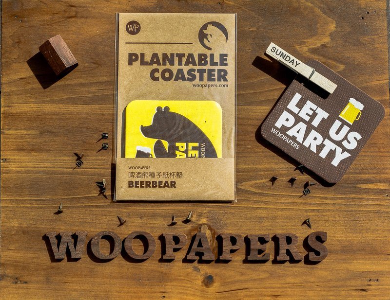 啤酒熊种子纸杯垫 - 杯垫 - 纸 黄色