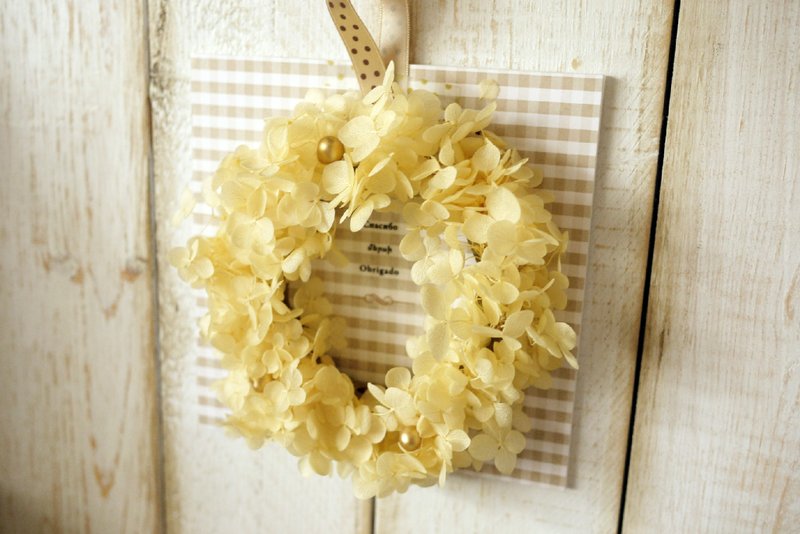 杂集手作zakka乡村风杂货．不凋花圆舞曲．永生花/绣球花花圈(黄色系/小) - 摆饰 - 植物．花 黄色