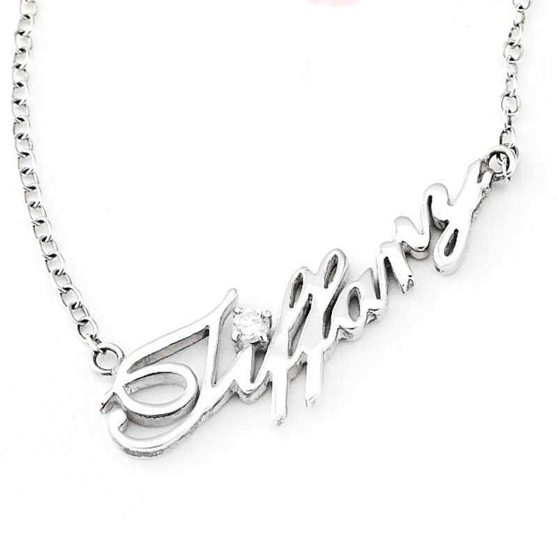 订制姓名/字母/英文文字/名字项链 美钻款 纯银定制项链-ART64银 - 项链 - 纯银 银色