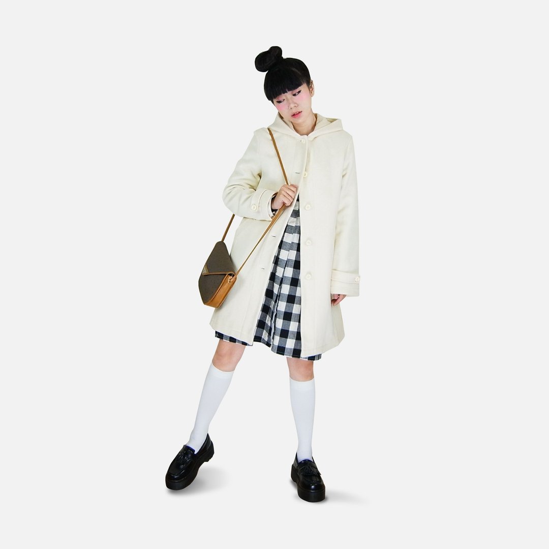 A·PRANK :DOLLY :: 复古着VINTAGE米白混羊毛料连帽大衣外套 - 女装休闲/机能外套 - 棉 多色