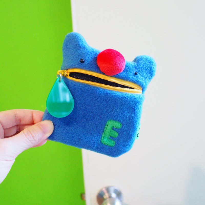 E*group 口水零钱包  红鼻熊 新色  灰蓝  黄   交换礼物  耶诞节 - 零钱包 - 棉．麻 蓝色