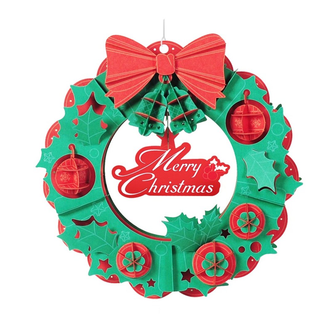 Papero纸风景 DIY迷你模型 - 圣诞花环(红绿款)/Christmas Wreath(green)-简易包 - 木工/竹艺/纸艺 - 纸 红色