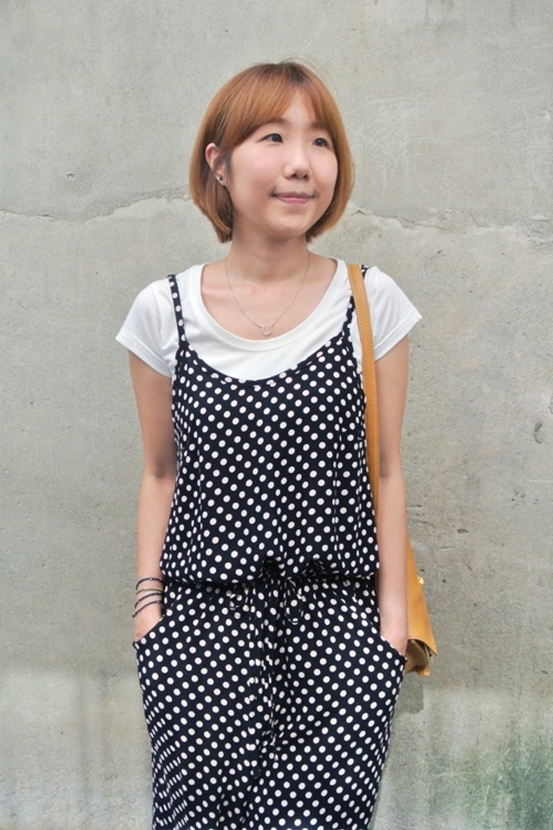 黑白点连身长裤 - 女装长裤 - 其他材质 