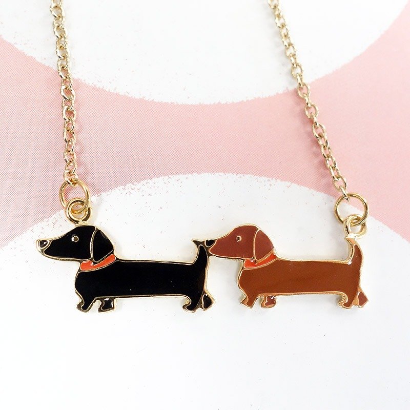 腊肠好朋友 手作短项链 - 项链 - 珐琅 白色