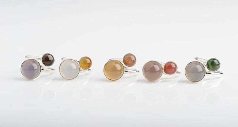 日月相映 (925纯银宝石戒指) - 戒指 - 宝石 