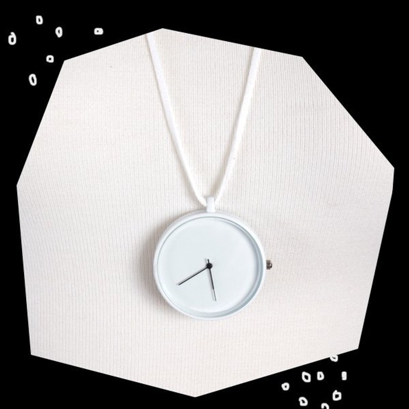 │moderato│独家黑白简约风格圆形造型项炼表.怀表/北欧极简.单纯 - 项链 - 其他材质 白色