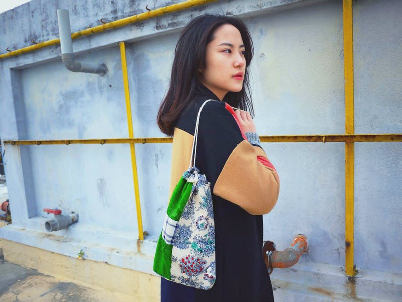 复古花色拼布时光的行囊(束口袋) / 现货 - 化妆包/杂物包 - 其他材质 绿色