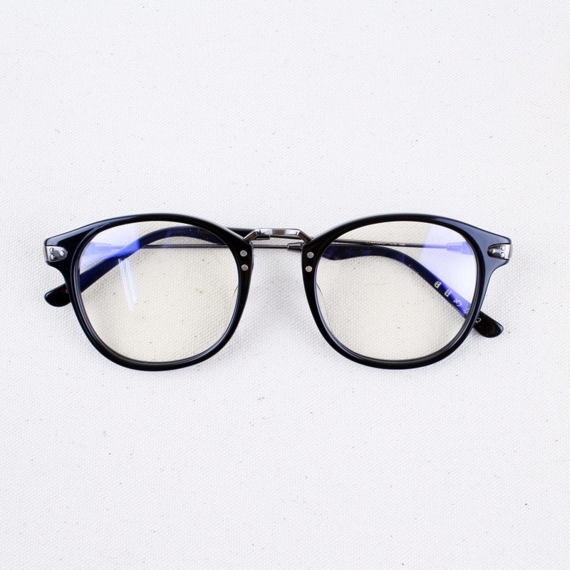 复古镜框 古铜镜脚  亮黑色镜框 眼镜 - 眼镜/眼镜框 - 塑料 黑色