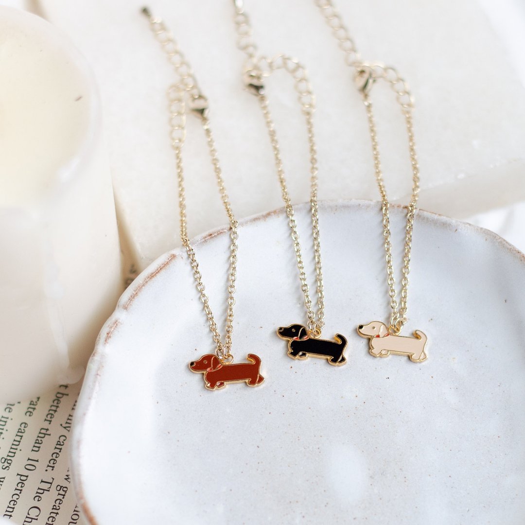 腊肠狗 Dachshund  手链 项链 狗狗 宠物饰品 纸盒包装 生日礼物 - 手链/手环 - 珐琅 咖啡色