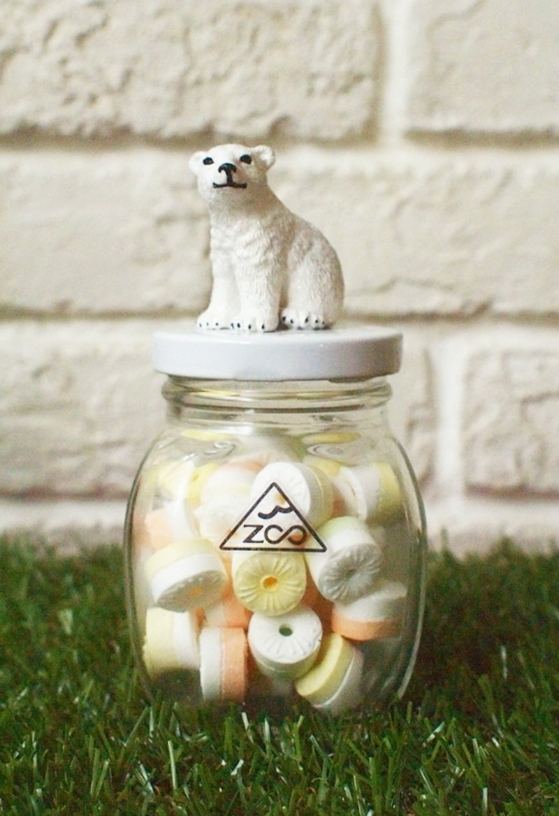 / 动物园 / 小白熊 动物罐（不含内容物） - 收纳用品 - 玻璃 白色