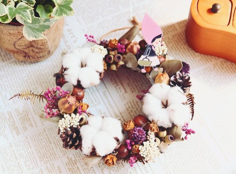 │干燥花圈│漫步小女孩花圈─可定制化 - 植栽/盆栽 - 植物．花 粉红色