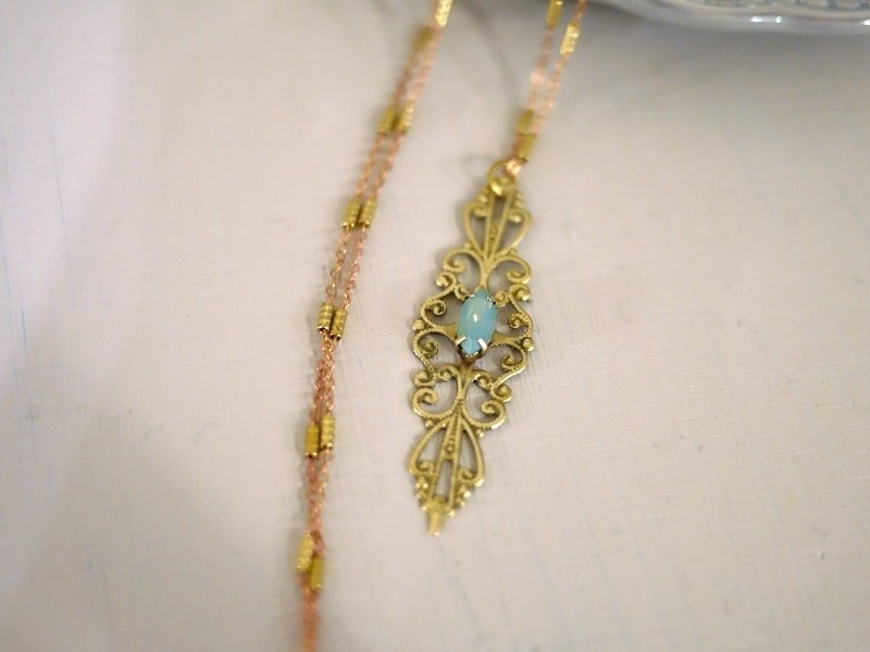 【金＊夏琳 · 饰品】黄铜雕花马眼项链 - 项链 - 宝石 