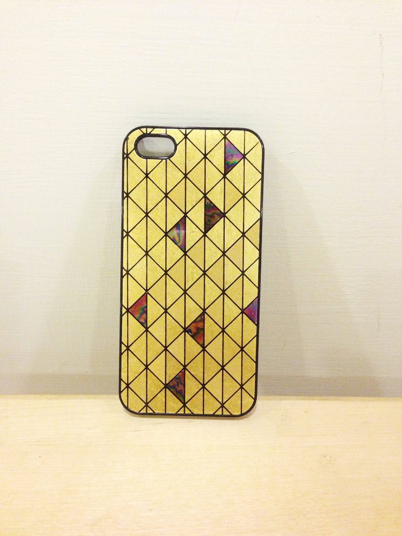 Sweet4Girls 日本顶级工艺 24k金 金箔手机壳 [ 切割x贝壳 ] 手工限量款 iPhone5/5s现货 限量一个 - 手机壳/手机套 - 宝石 黄色