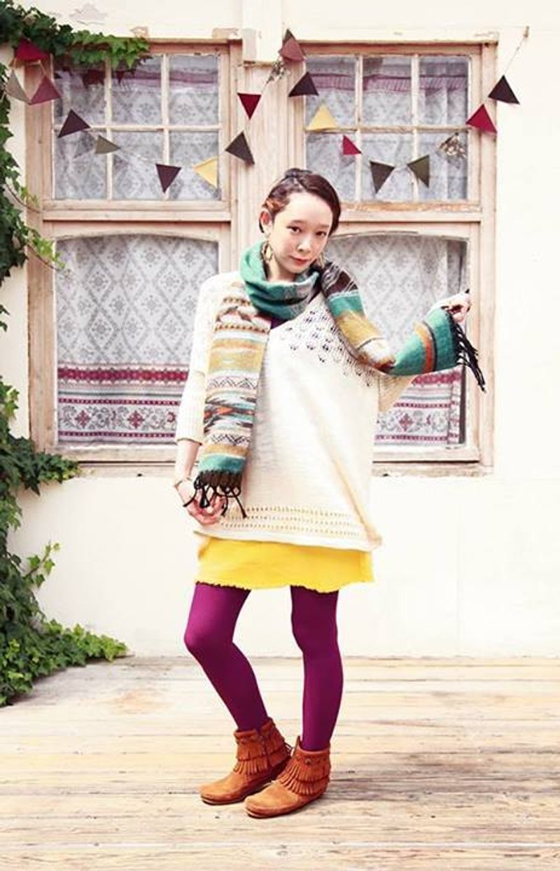 saibaba ethnique // 秋冬 图腾图案流苏 披巾围巾 - 丝巾 - 其他材质 