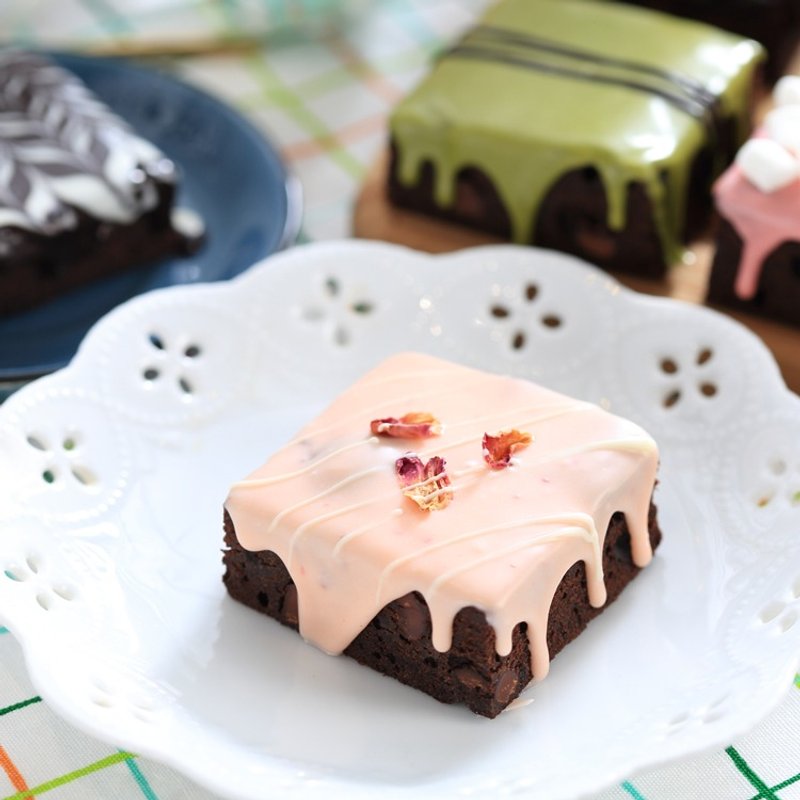 【黑熊先生巧克力布朗尼】蜂蜜玫瑰布朗尼X6块 - 蛋糕/甜点 - 新鲜食材 粉红色