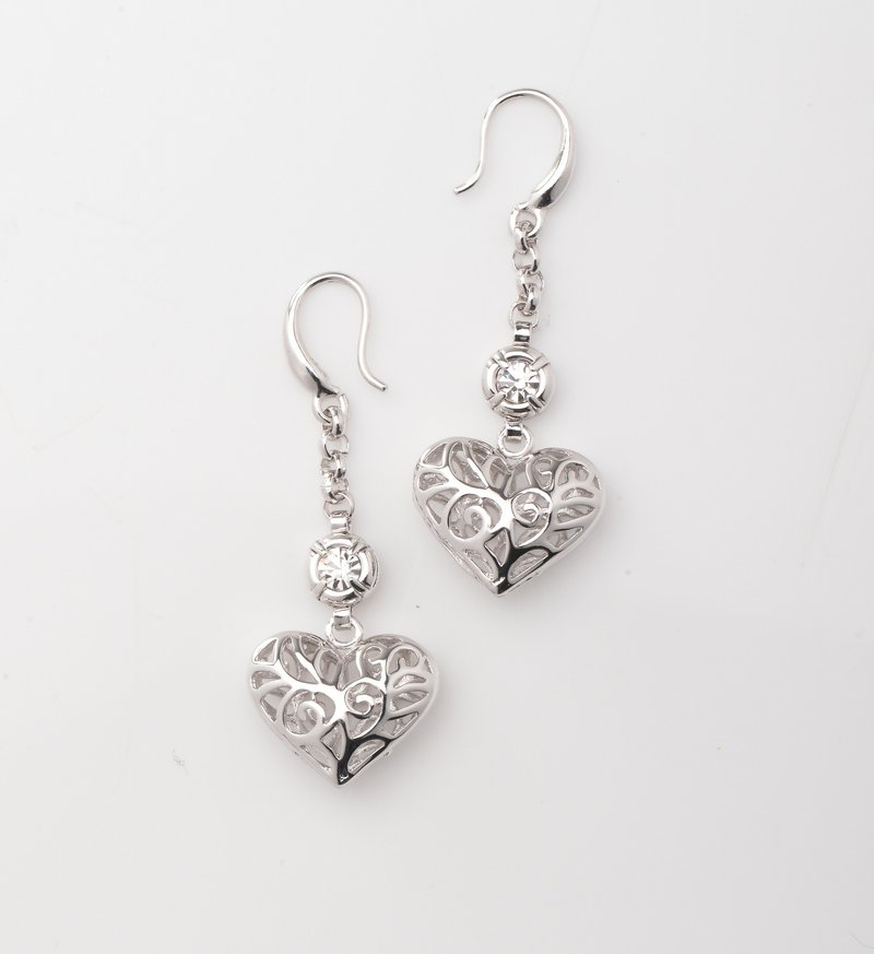 爱心满满  - 耳环/耳夹 - 其他金属 卡其色