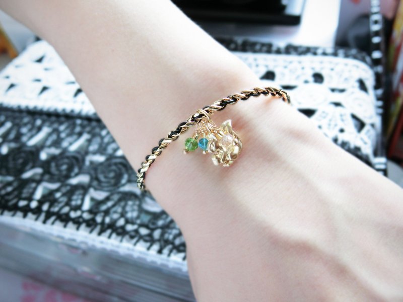 【嬉戏 小森林】玩耍小松鼠 手镯 手环 - 手链/手环 - 宝石 金色