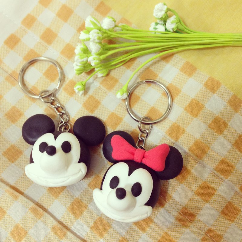 手作米奇米妮钥匙圈 - 钥匙链/钥匙包 - 其他材质 黑色