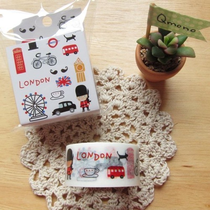 Qmono x Nicko妮可 联名纸胶带《London (QMT-N09)》旅行系列-伦敦 - 纸胶带 - 纸 白色