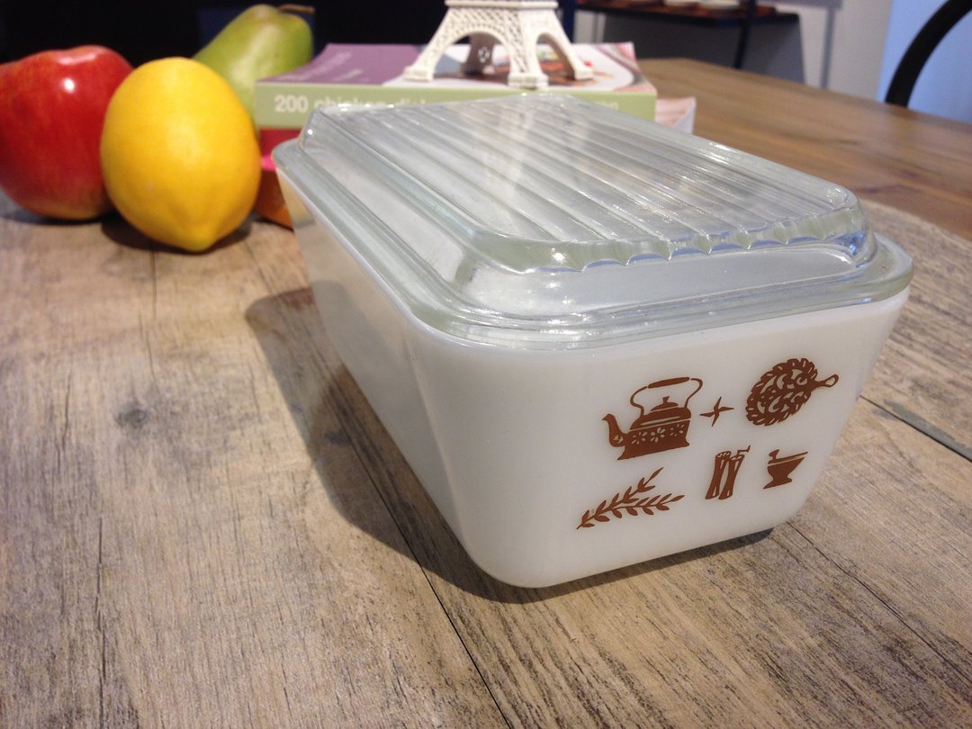 Pyrex Refrigerator Dish 古董玻璃保鲜盒（中型） - 厨房用具 - 玻璃 咖啡色
