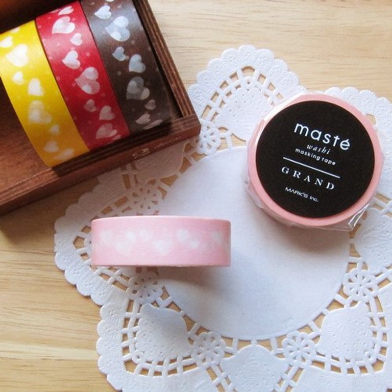 maste Masking Tape 和纸胶带【爱心-粉红 (MSG-MKT20-PK)】 - 纸胶带 - 纸 粉红色