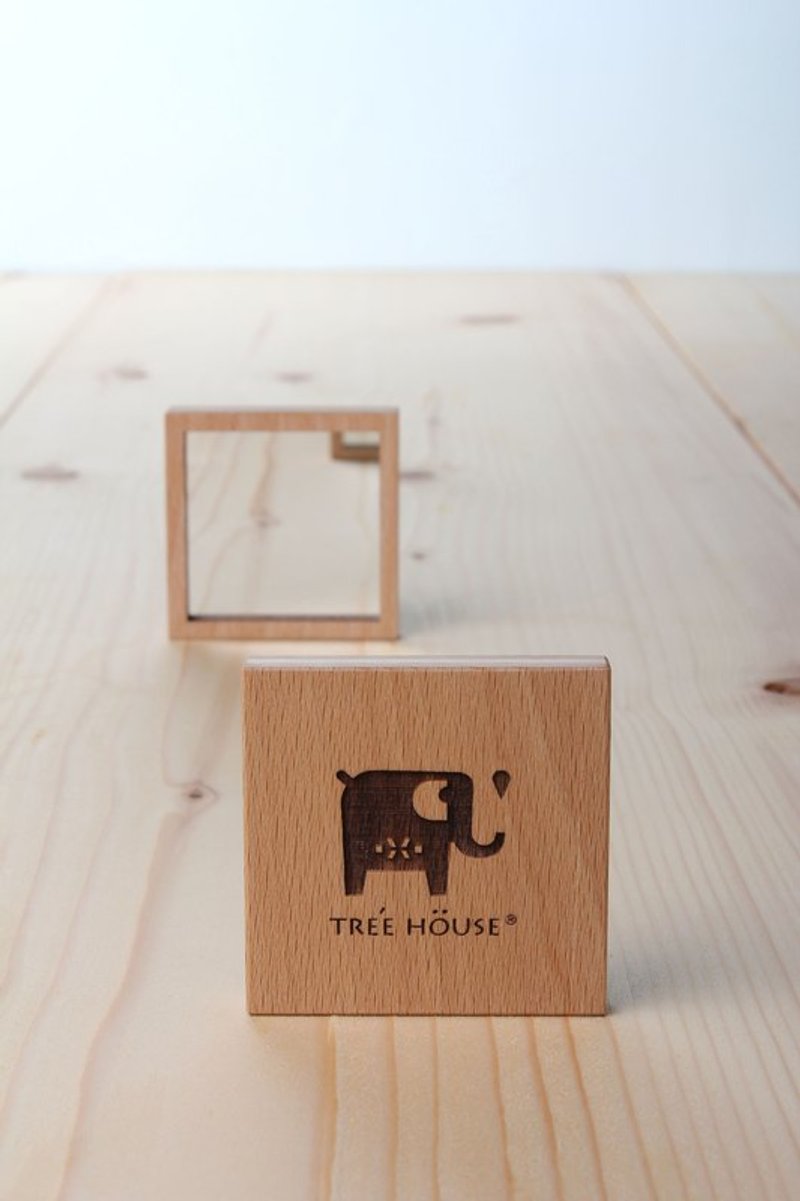 木制随身镜-大象-可雕刻名字 - 其他 - 木头 卡其色