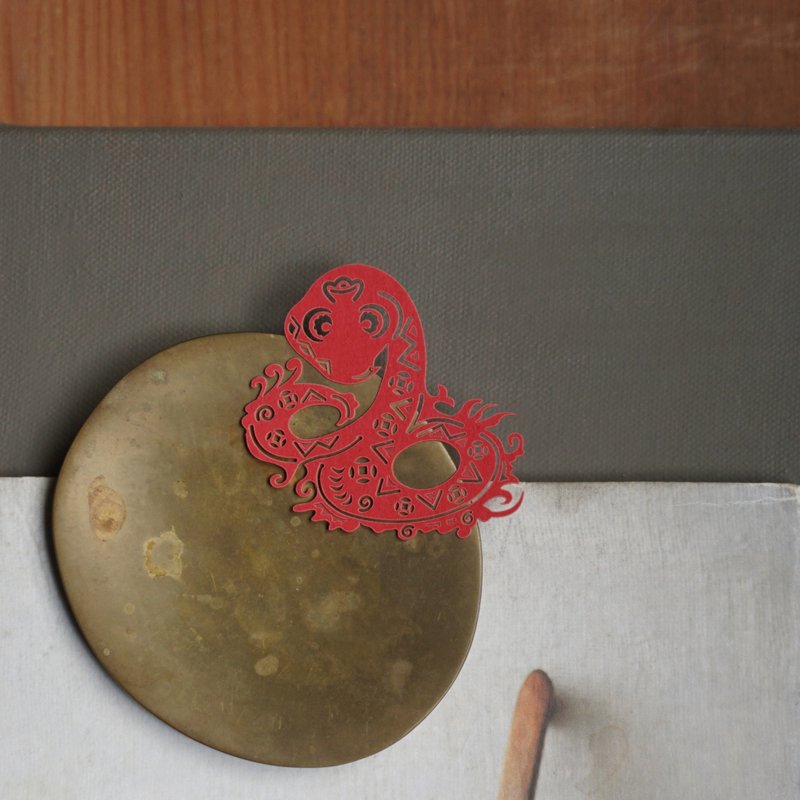 麦麦大节庆-腾蛇乘雾 纸雕书签 | 文化节庆 开运祈福 文具送礼 - 书签 - 纸 红色