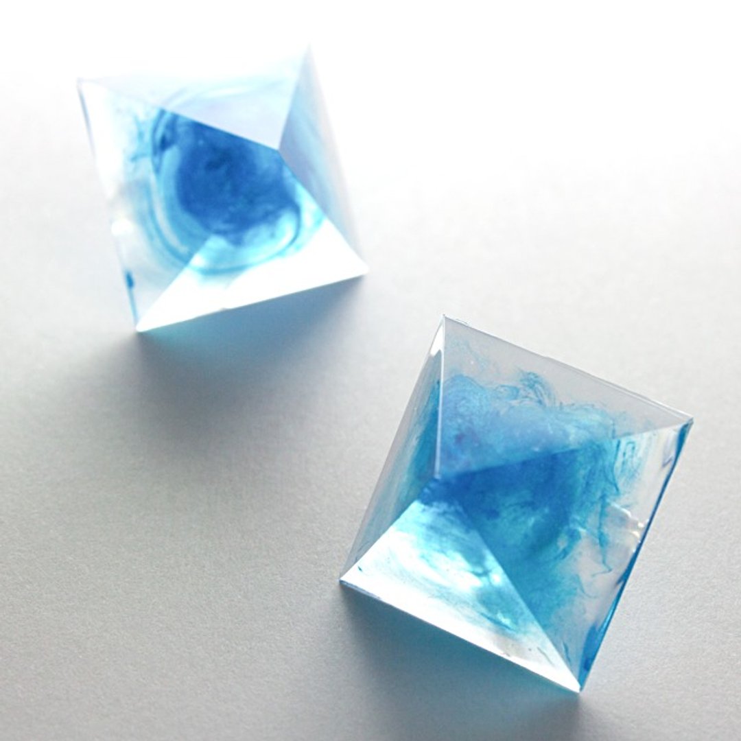 金字塔型耳环（冰山） - 耳环/耳夹 - 其他材质 蓝色