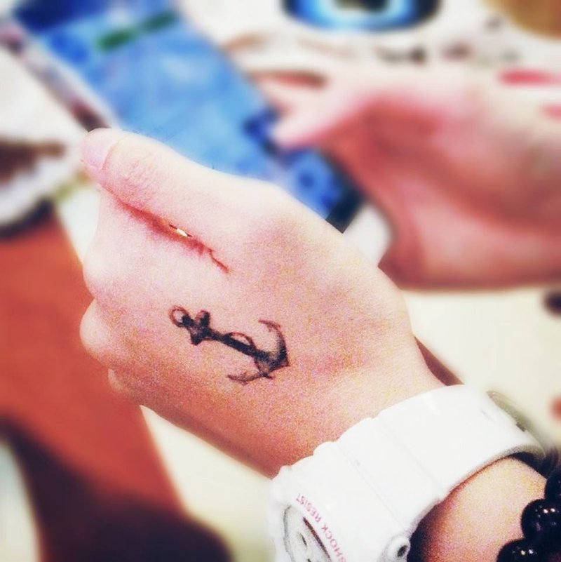 Anchor 纹身贴纸 (Anchor Tattoo Sticker) - 纹身贴 - 防水材质 黑色