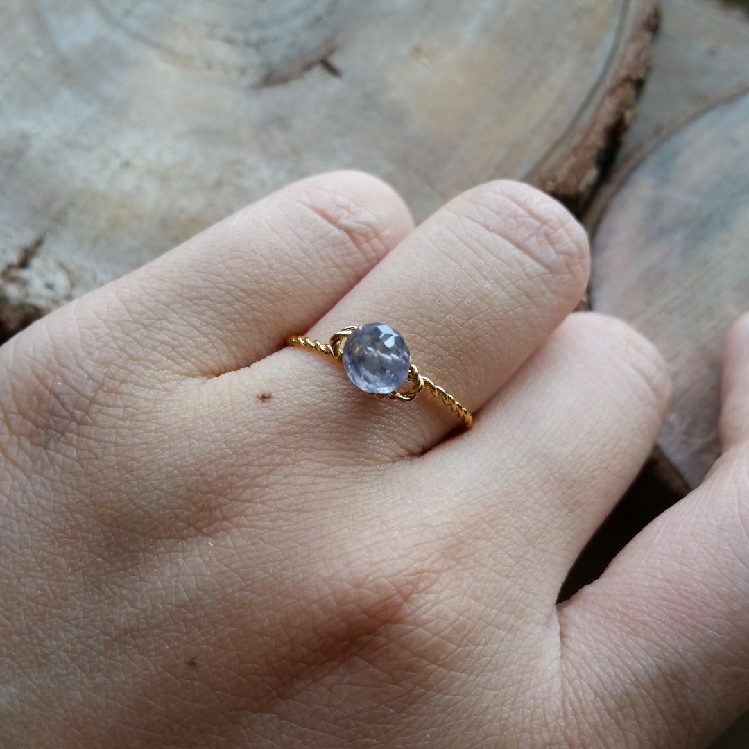 Please provide ring size when order - Gold-plated/silverplated ring with cordierite新款镀金 超美质素, 心型切割 堇青石 戒指 - 其他 - 宝石 紫色