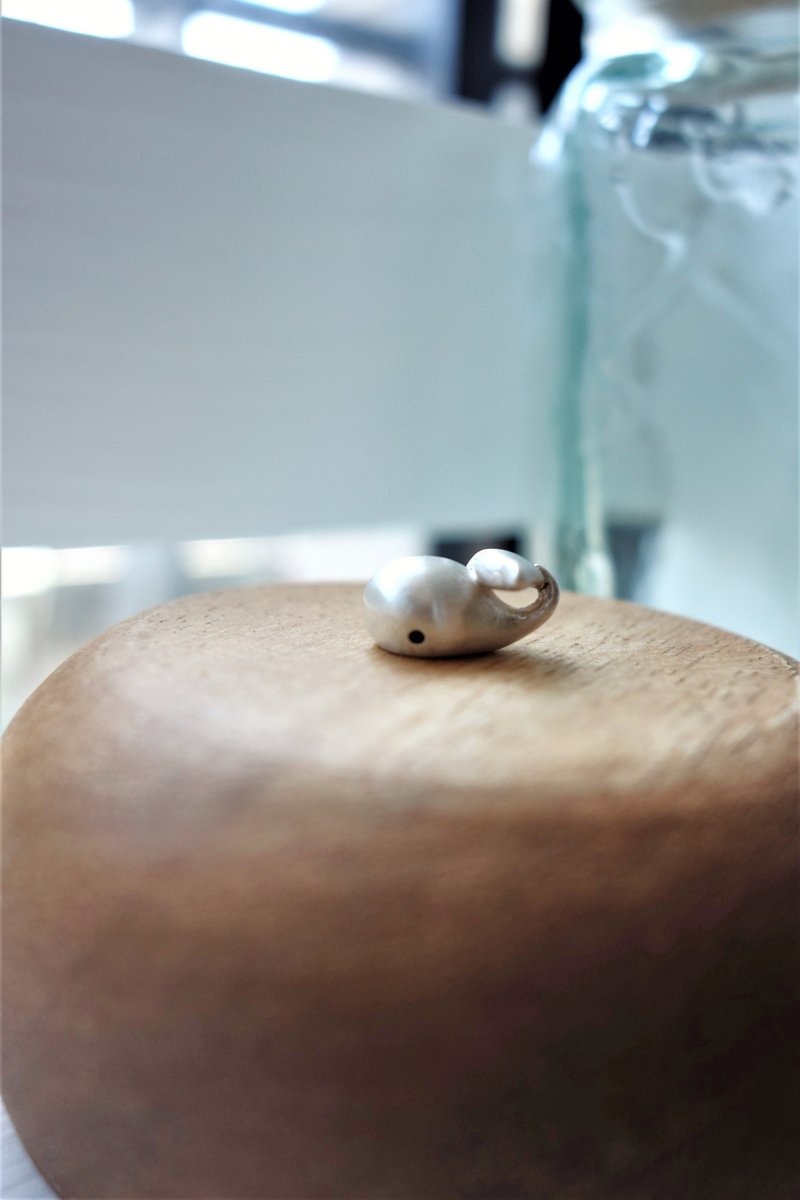 纯银**立体系列=小小鲸鱼茄子 /16~18寸纯银链**纯手作 - 项链 - 纯银 银色