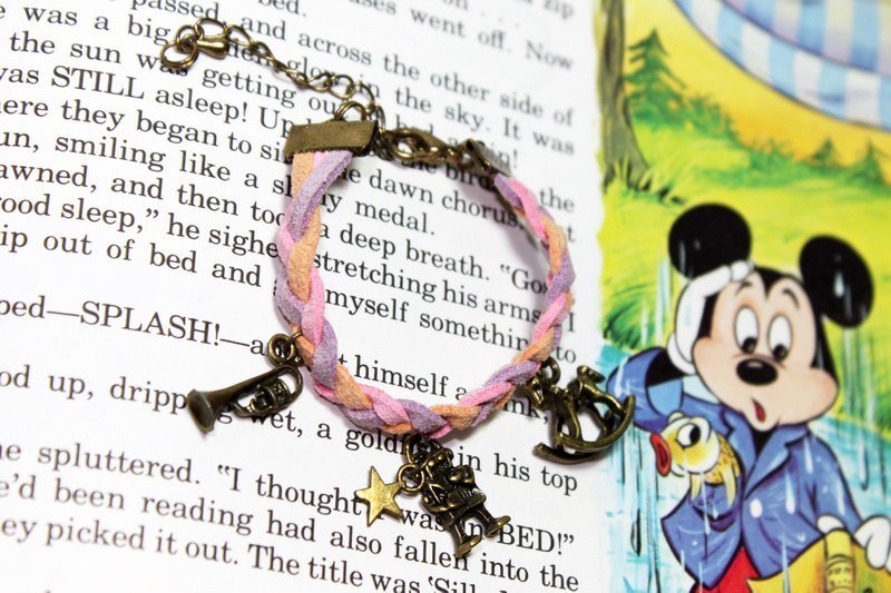 玩具箱★编织手炼 - 手链/手环 - 真皮 粉红色