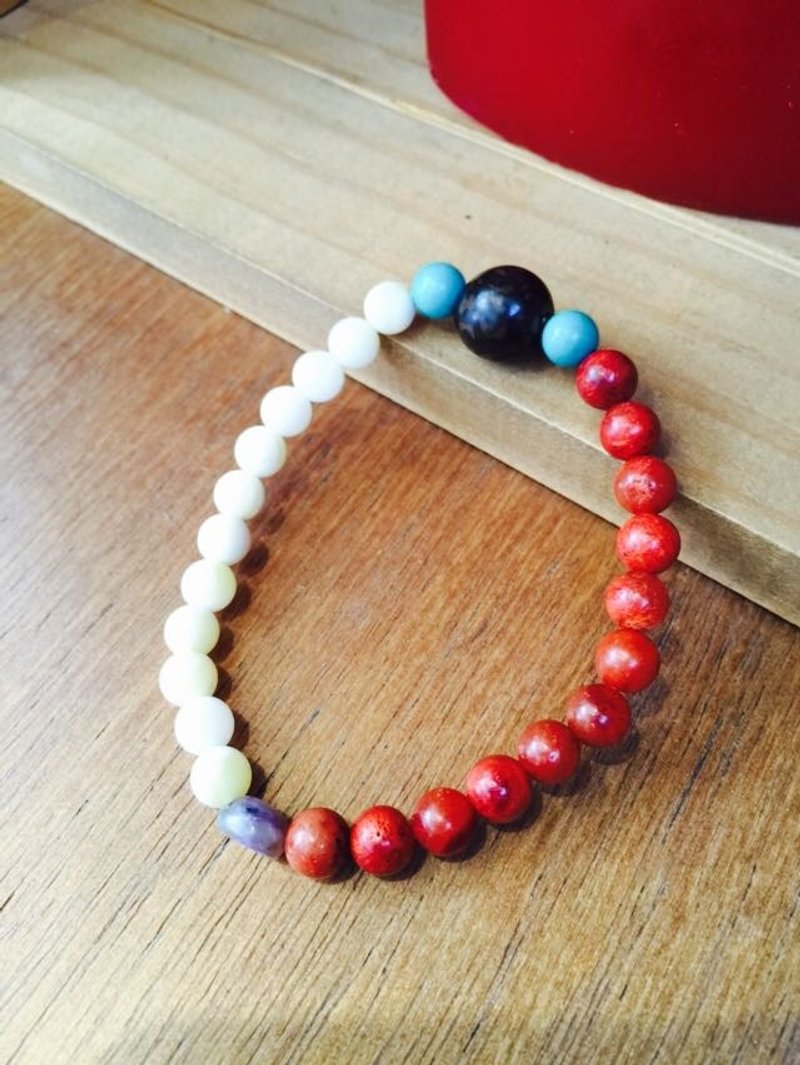 蓦然《手环系列》砗磲+草珊瑚--澄澈心灵 - 手链/手环 - 植物．花 多色